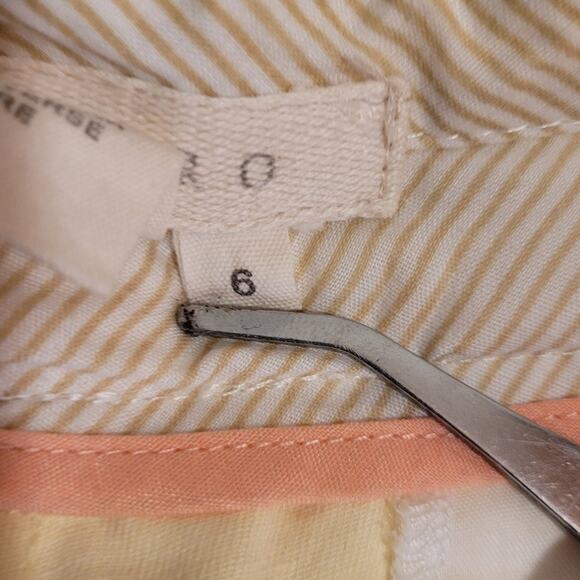 SANDRO Paris Pastel Yellow 100% Cotton Shorts 6 Modest 5" Inseam Coastalcore - Picture 5 of 6